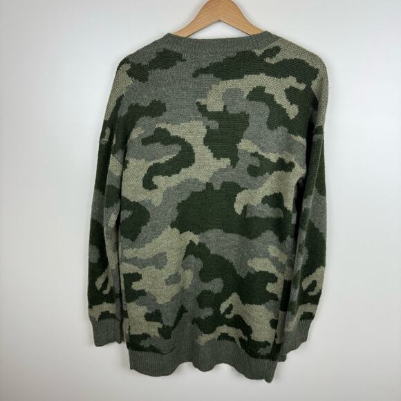 Lucky Brand Womens Green Camo Button Front Cardigan Sz‎ M | Casual Comfy Cozy - Picture 7 of 13
